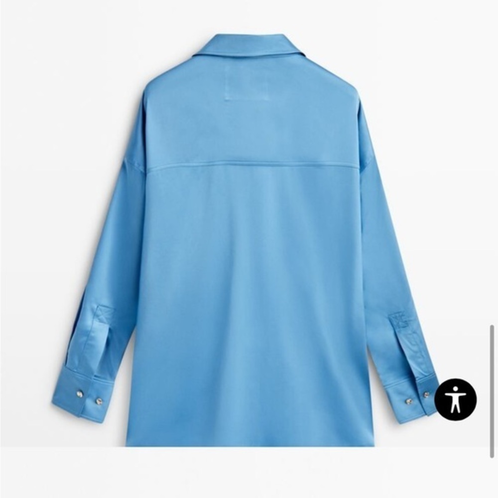 Massimo Dutti Blue Satin Blouse - Picture 6 of 11
